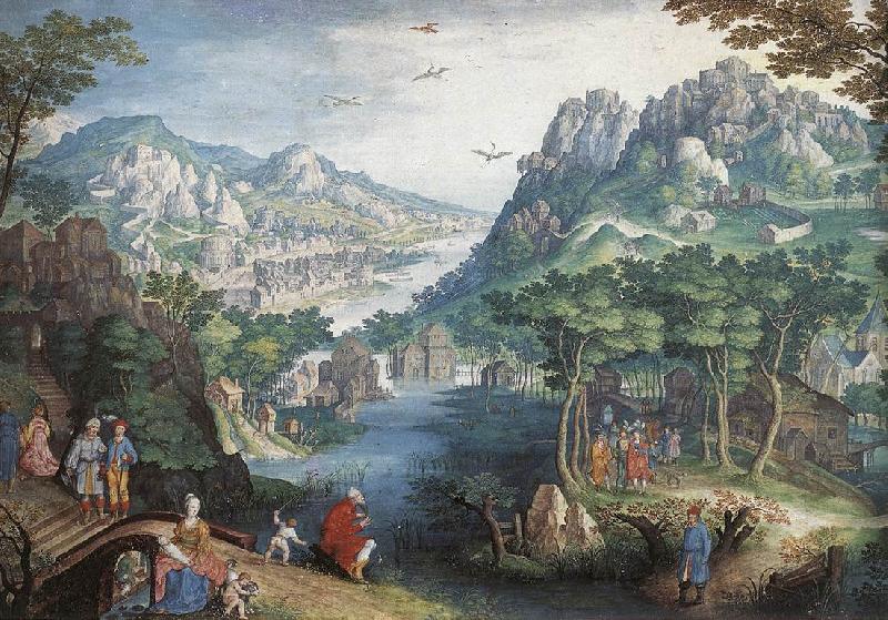 CONINXLOO, Gillis van Mountain Landscape with River Valley and the Prophet Hosea dsg Germany oil painting art